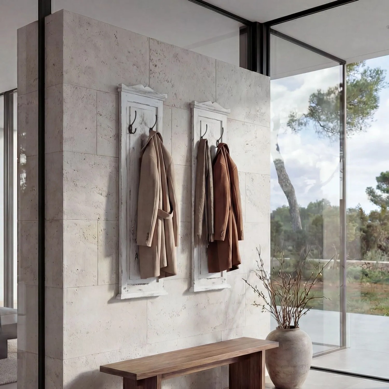 MCW Wandgarderobe H33 2er-Set Weiß Shabby kaufen bei OBI