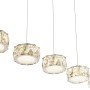 7-flammige LED-Pendelleuchte Amur in Chrom mit Acryl- und Glaskristall-Elementen.