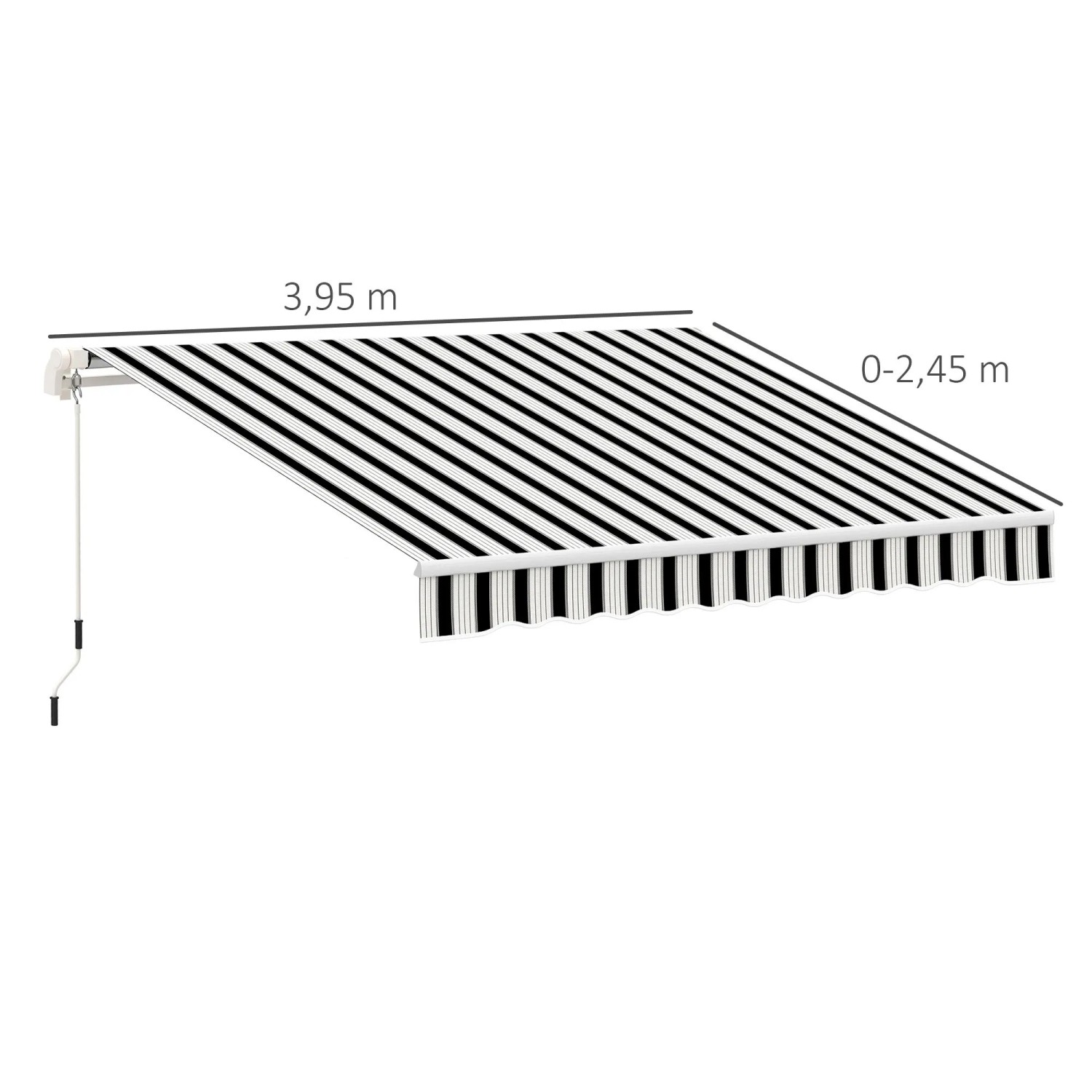 Outsunny Sonnenschirm Markise Aluminium Polyester Weiß Blau 395L x 245B x 350H cm_3