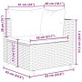 Detailansicht vidaXL Garten-Lounge-Set, braunes Poly Rattan, Maße des Eckteils mit Kissen.