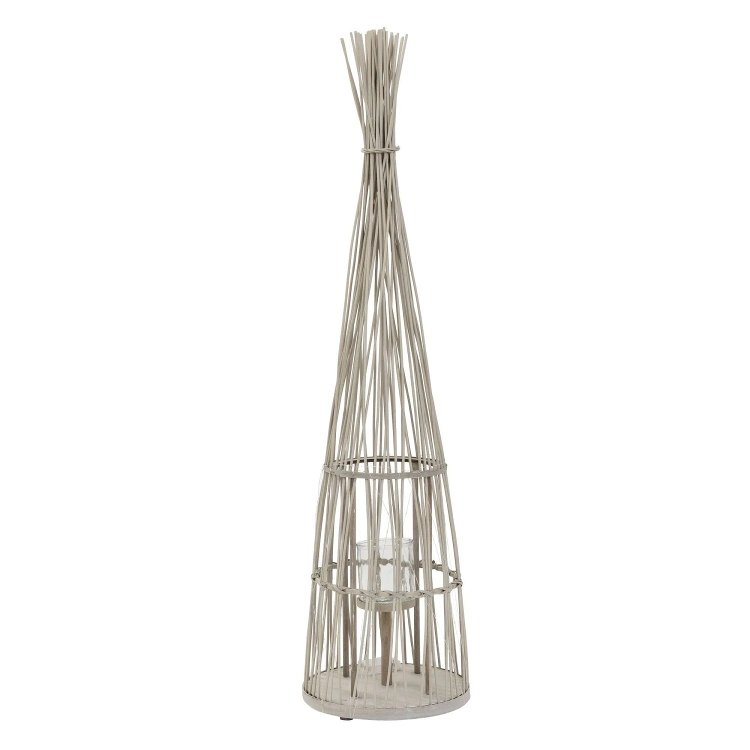 ECD Germany Bambus Laterne H 132 cm Holzfarbe Boho Stil