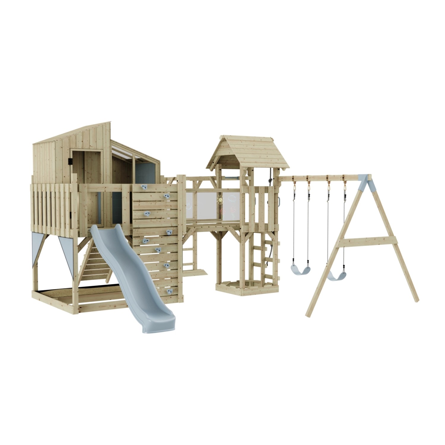 OutdoorToys Spielturm Emma mit Kinderschaukel Eisblau günstig online kaufen