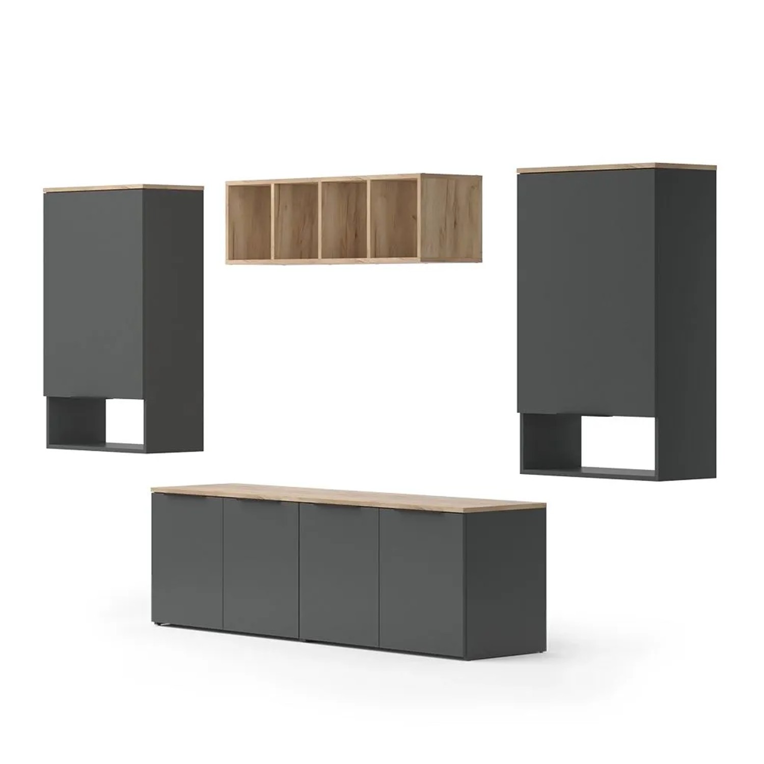 Vicco Wohnwand Wido Anthrazit 80 x 50 5 Teile Art Nr 49801