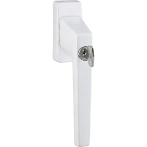 Weißer, abschließbarer Hoppe Fenstergriff Dreh/Kipp Standard aus Aluminium mit Schlüssel.