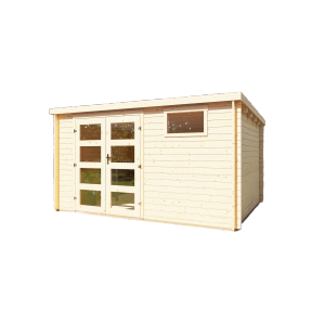 Finn Art Gartenhaus Funny 8, 4x3m, mit Flachdach, Doppeltür und Fenster. Holz Gartenhaus.