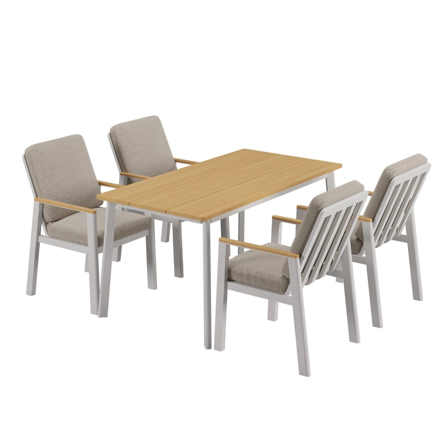 RICHLY Garten-Essgruppe Aluminium Polywood Tischplatte für 4 Personen Beige günstig online kaufen