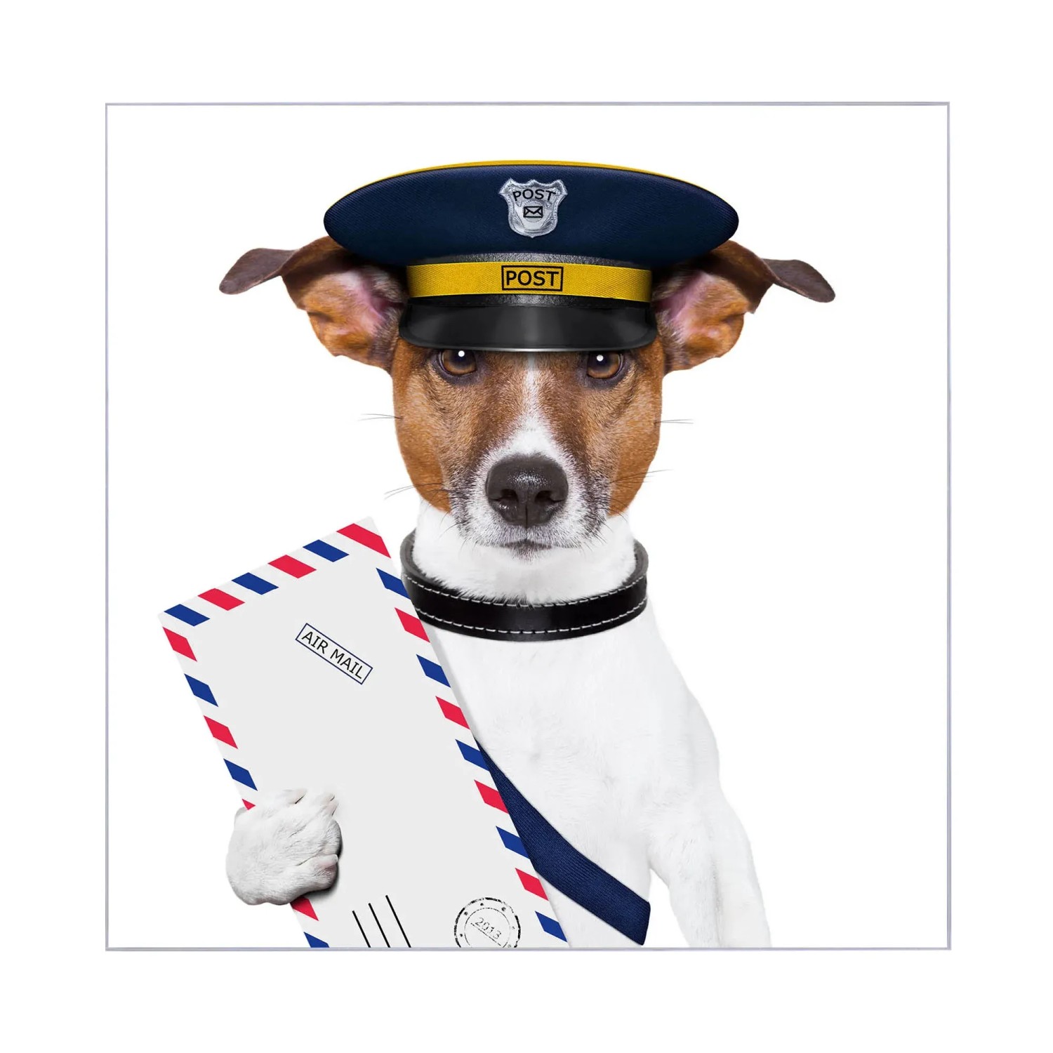 Banjado Schlüsselkasten mit Jack Russel Motiv als Postbote, beschreibbar & magnetisch, 30x30cm.