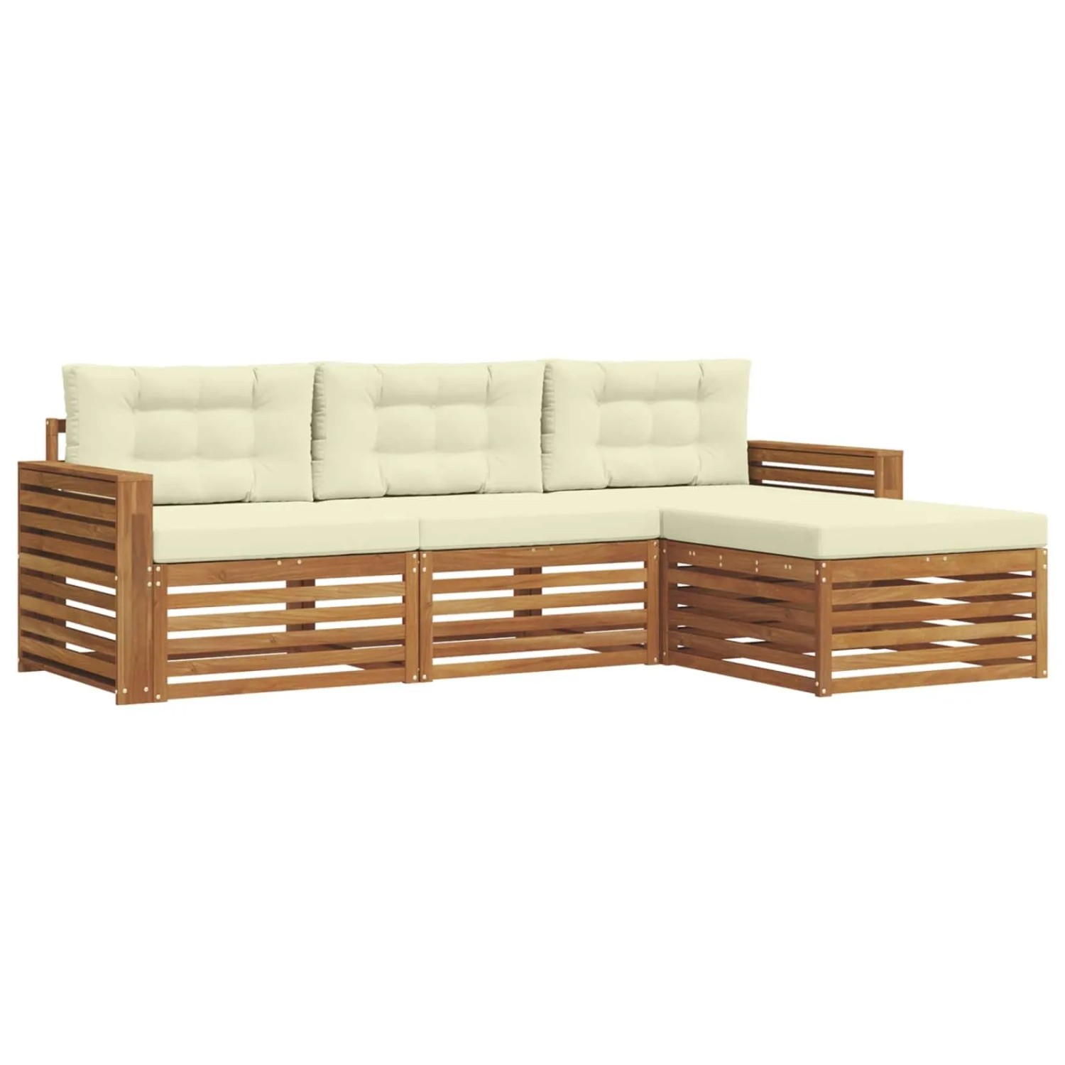 vidaXL Outdoor-Sofagarnitur mit Kissen 4-Tlg Natur und Creme 3373265