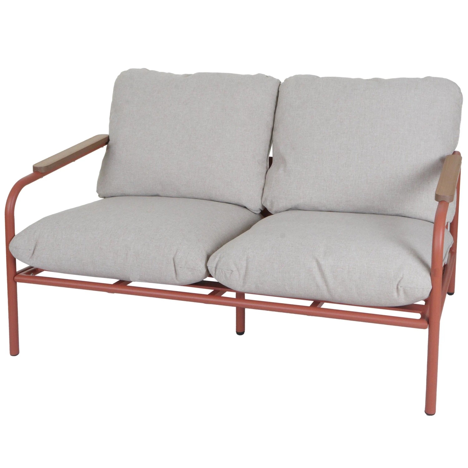 MCW Aluminium-Gartenbank O11 Outdoor 2-Sitzer Sofa 125cm Terrakotta Polster Beige
