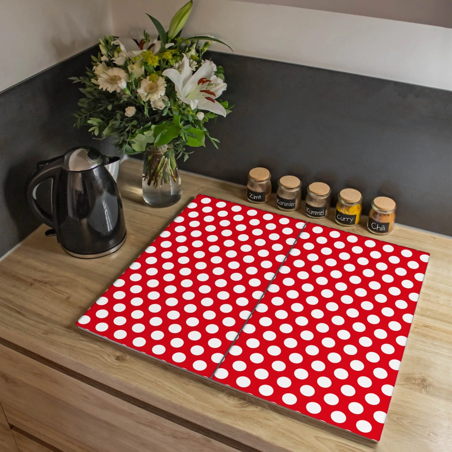 PETTI Artigiani Italiani Weihnachts-Herdplattenabdeckung – 50x70 Cm, Mit Roter Schleife, 100% Made In Italy