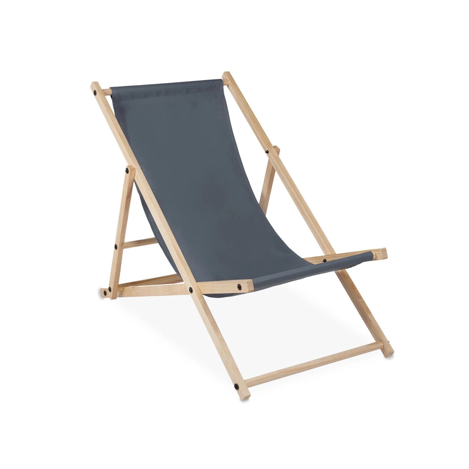 Relaxdays Liegestuhl Holz Anthrazit Klappbar 3-fach Verstellbar 82 cm x 56 cm x 93,5 cm 2,8 kg