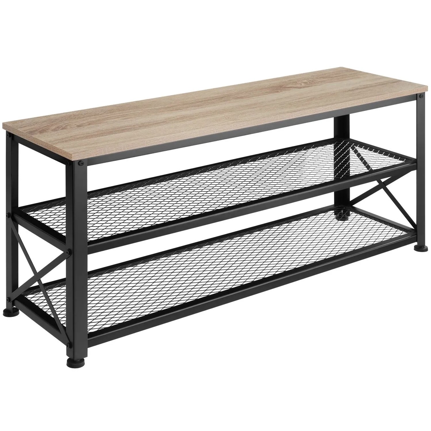 Tectake Schuhregal Blackpool Industrial Style Holz und Stahl  101 x 30 50 x 45 50 cm Industrial Holz Hell  Eiche Sonoma