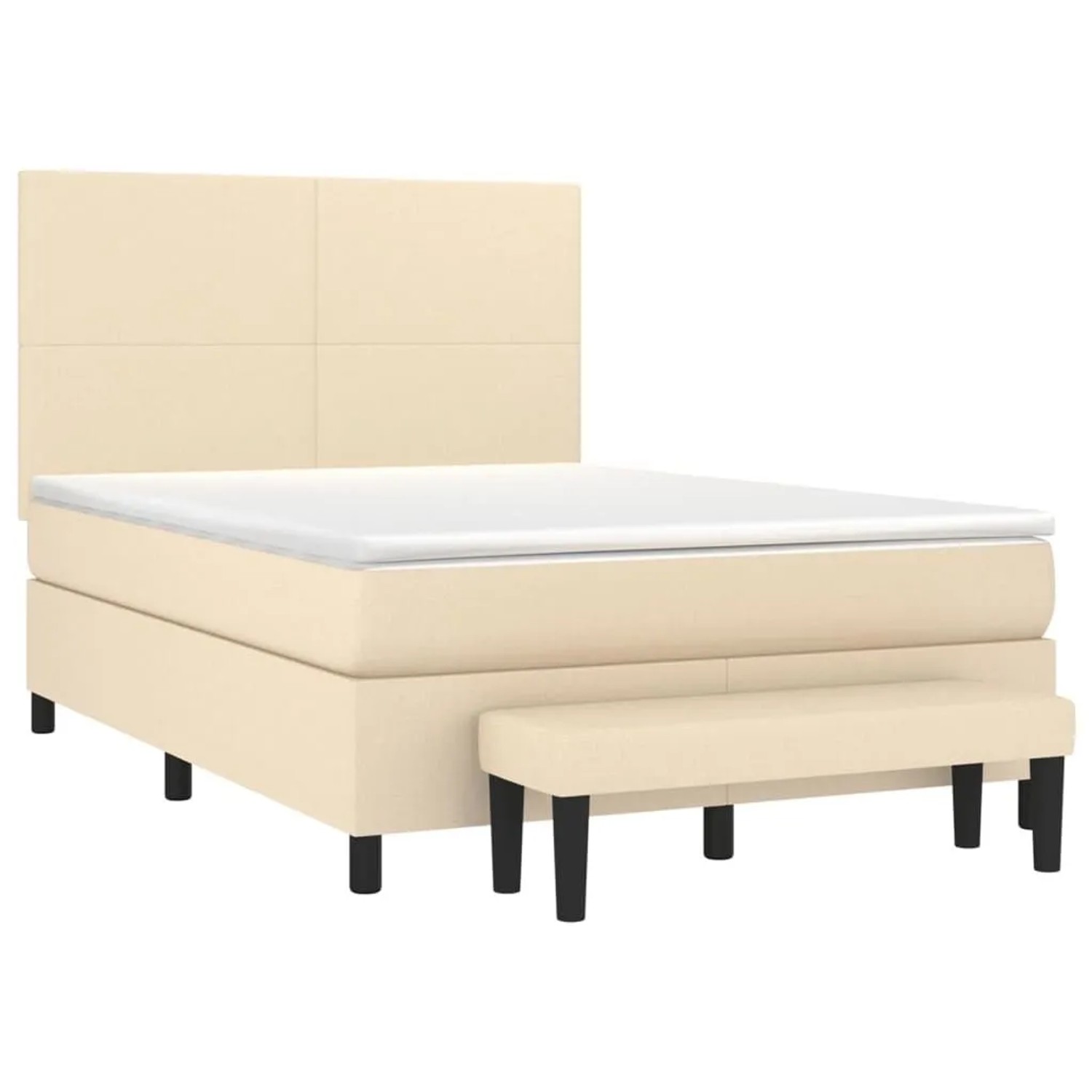vidaXL Boxspringbett mit Matratze Creme 140x190 cm Stoff 3136434