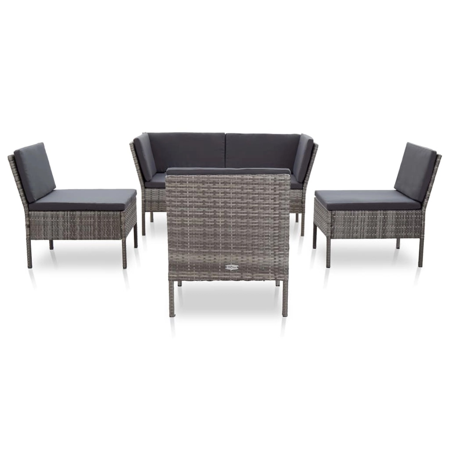 6-tlg. Garten-lounge-set Mit Auflagen Poly Rattan Grau günstig online kaufen