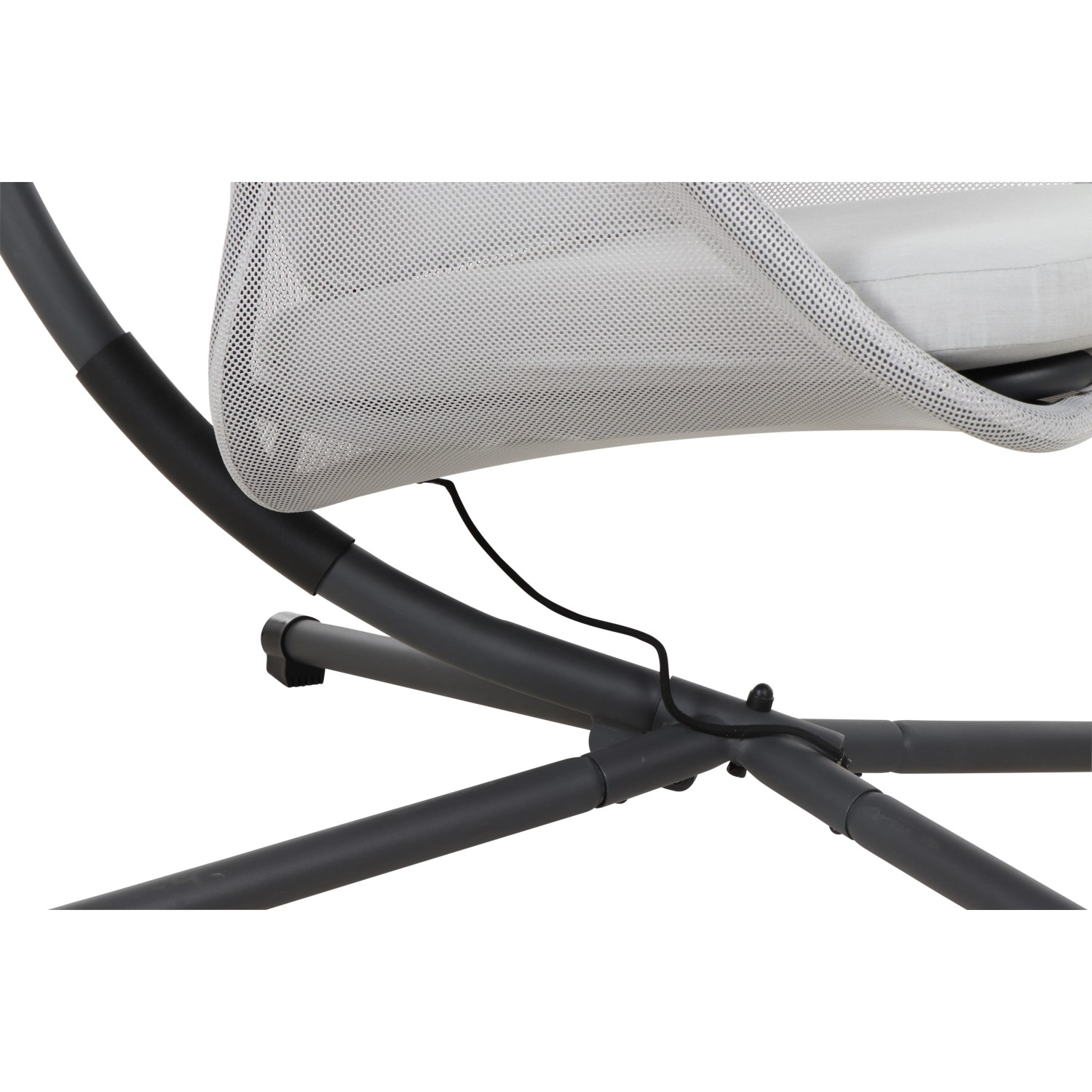 Detailaufnahme: Siena Garden Hängesessel Yobaya Easy Grey, Gestell aus Stahl, Bezug aus Air Mesh Gewebe.
