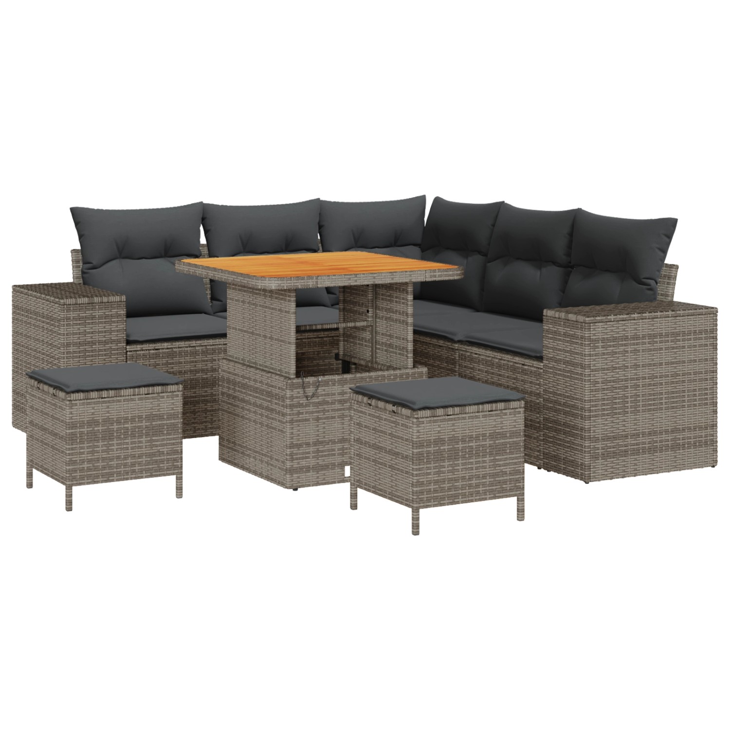 vidaXL Garten-Sofa-Set 8-Tlg Grau Poly Rattan 3362003 günstig online kaufen