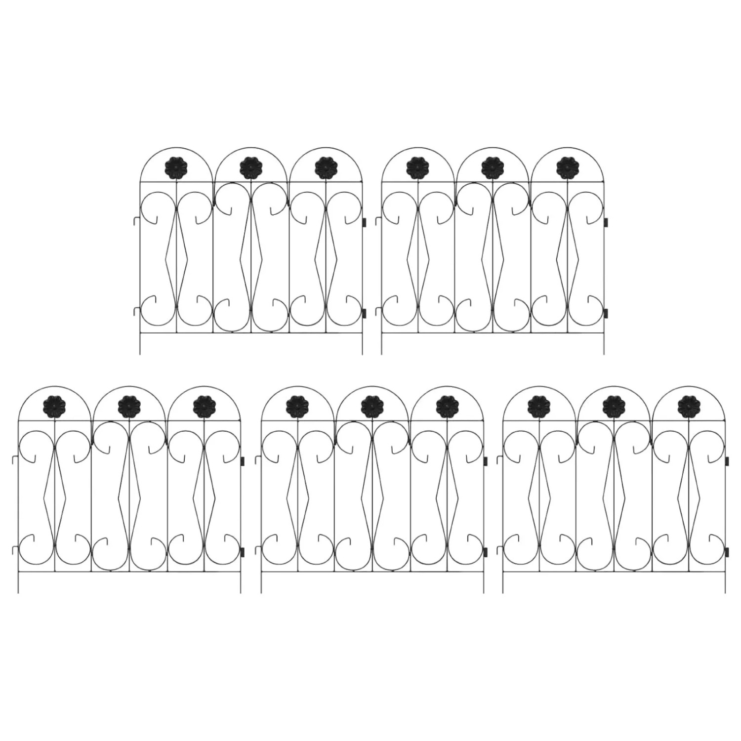 vidaXL Gartenzaun Spalier Schwarz 305,5 x 55,5 x 0,3 cm 42021368