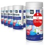 Bayzid Multitabs 5in1 für Pools, 12x1kg Set, langsam lösliche Chlortabletten im weißen Behälter.