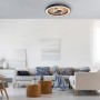 Moderne Paul Neuhaus LED-Deckenleuchte Eliza, Holz-Natur/Schwarz, Ø 60 cm im Wohnzimmer.