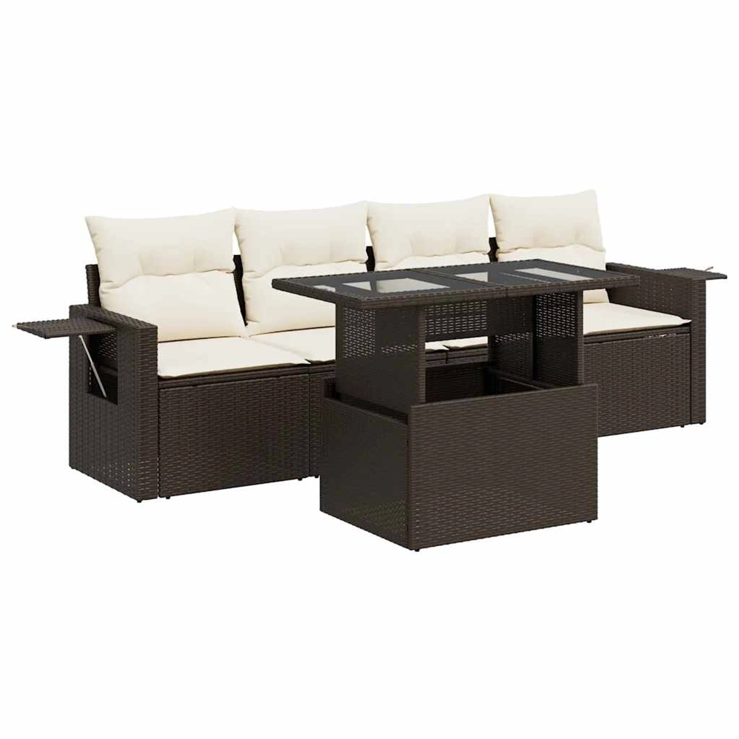 vidaXL 5-Tlg Garten-Sofagarnitur mit Kissen Braun Poly Rattan 3326404 günstig online kaufen