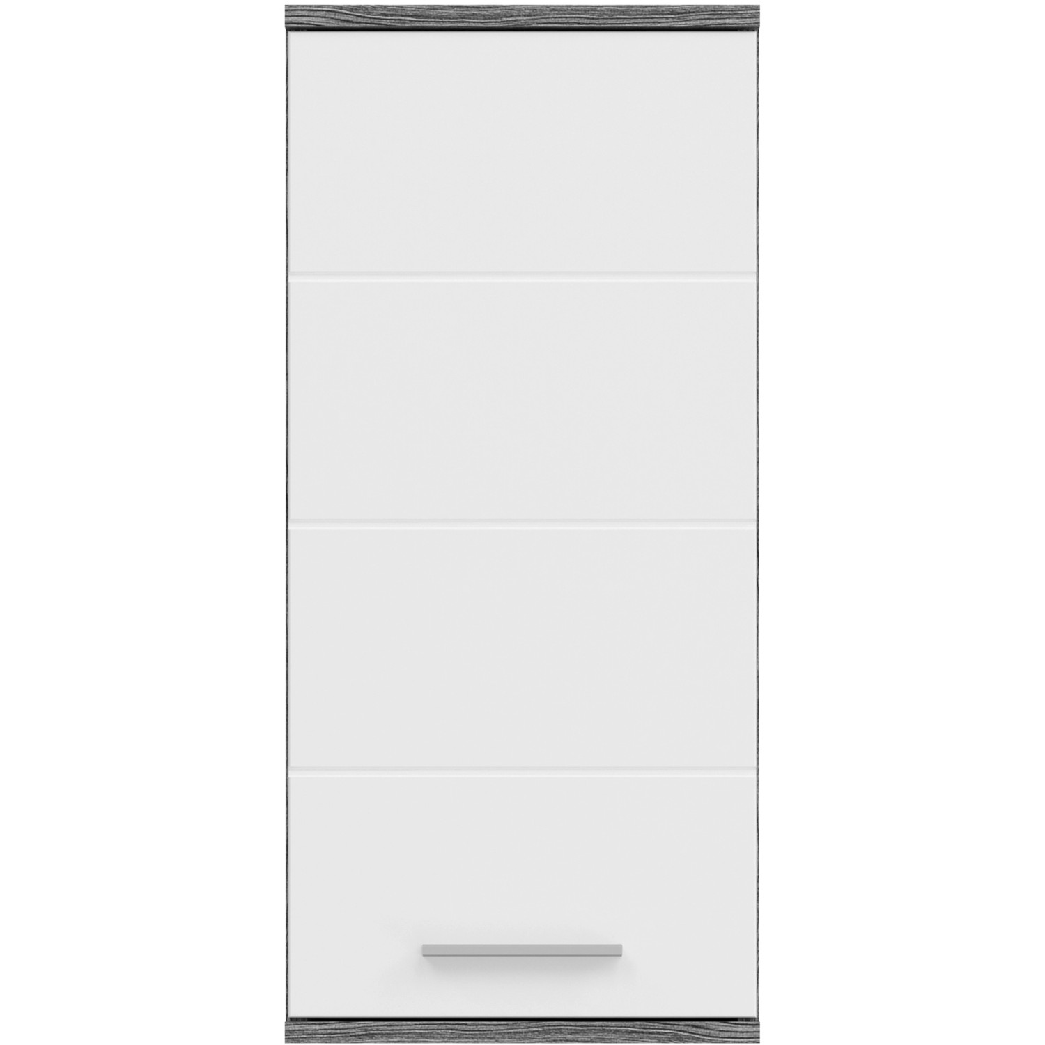 Bad-Hängeschrank Blake in Rauchsilber, 35 cm breit, mit einer Tür. Ideal für kleine Bäder.