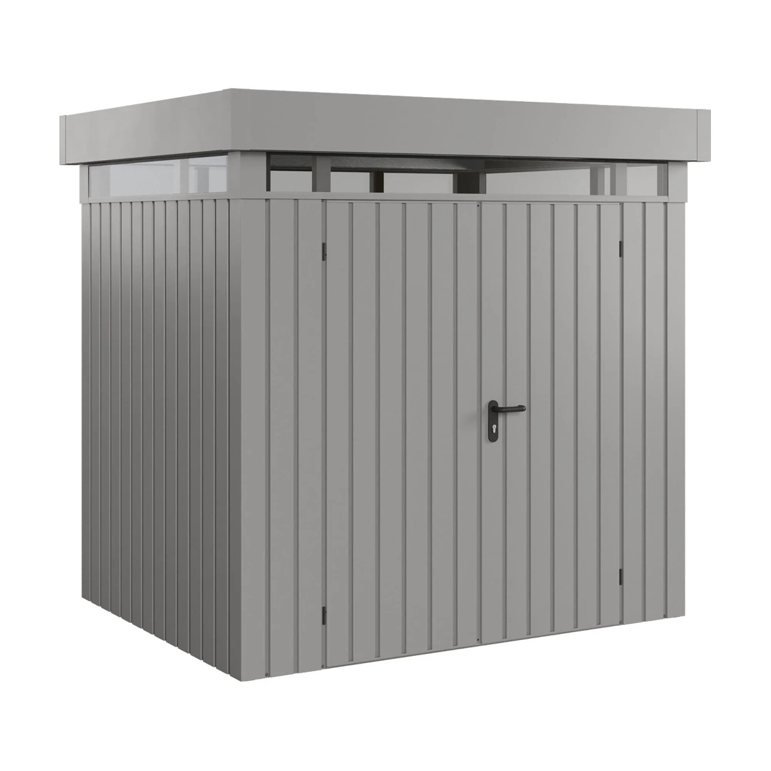 EcoStar Gerätehaus Euroline Flachdach Lichtband 229 cm x 179 cm Grau 2-flg.