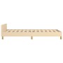 Cremefarbenes Stoff-Bettgestell 90x190 cm mit Lattenrost und Kopfteil.