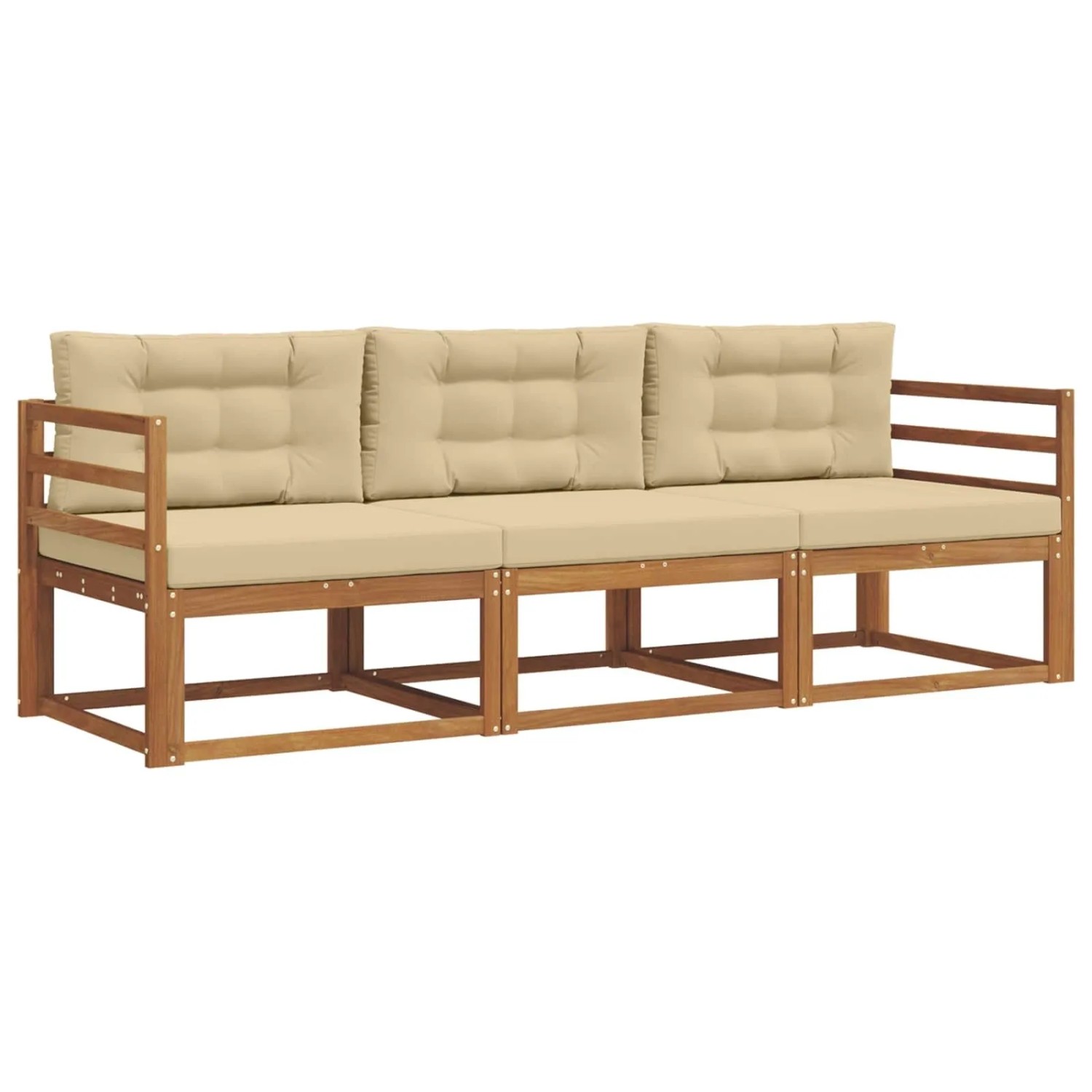 vidaXL Outdoor-Sofagarnitur mit Kissen 3-Tlg Natur und Beige 3367111