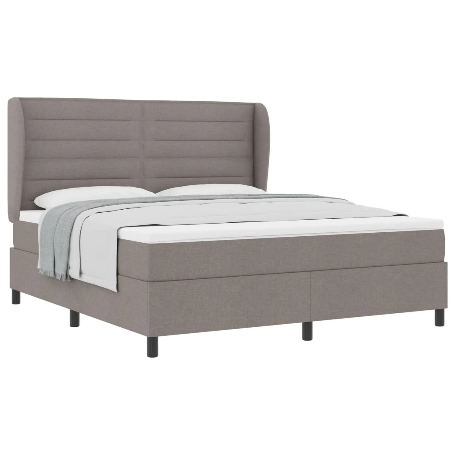 vidaXL Boxspringbett mit Matratze Taupe 180 x 200 cm Stoff 3340519