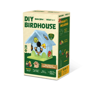WildYard X Angry Birds Vogelhaus Bausatz zum Selberbauen, mit Zedernholz und Angry Birds Motiven.