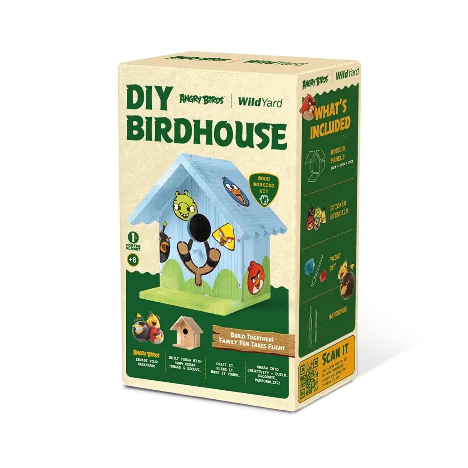 WildYard X Angry Birds Vogelhaus Bausatz zum Selberbauen, mit Zedernholz und Angry Birds Motiven.