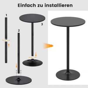 Costway Stehtisch 2er Set, schwarz, höhenverstellbar, Montageanleitung.