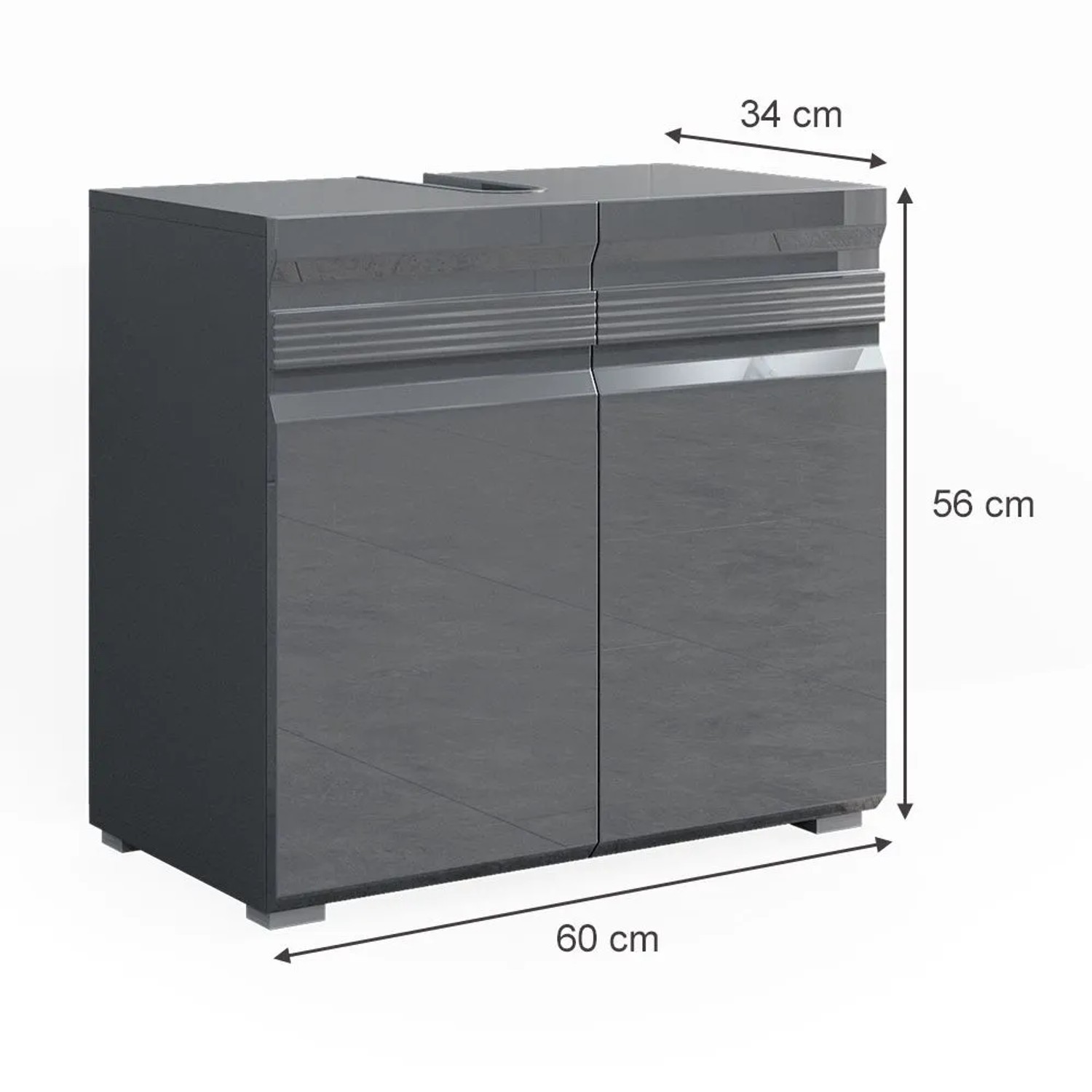 Vicco Waschbeckenunterschrank Fredd Anthrazit Hochglanz 60 x 60_3