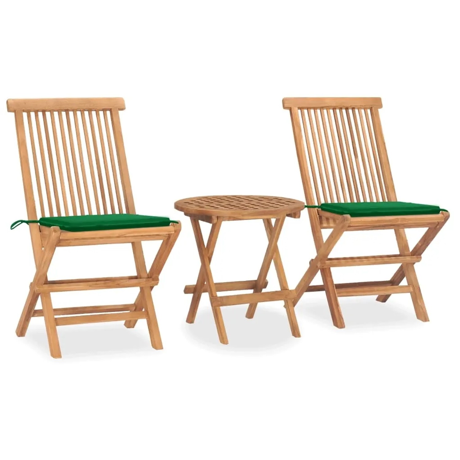 vidaXL 3-tlg Garten-Essgruppe mit Kissen Klappbar Massivholz Teak Modell 6