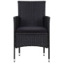 Schwarzer Sessel aus Polyrattan mit Kissen, Teil des 5-tlg. Garten-Lounge-Sets von vidaXL.