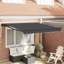 vidaXL Einziehbare Markise Anthrazit 300x250 cm aus Polyester und Metall an Ziegelwand, spendet Schatten auf Terrasse.