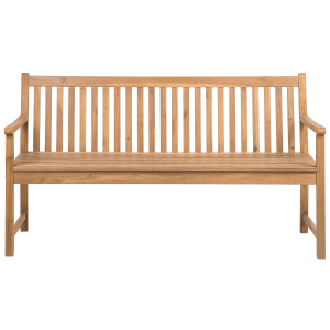 Helle Holzfarbene Beliani Gartenbank VIVARA, 160 cm breit, aus Akazienholz für Garten und Terrasse.