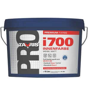 Eimer Tauris Innenfarbe Pro i 700, Weiß matt, 10 Liter. Premium Wandfarbe für Innen.