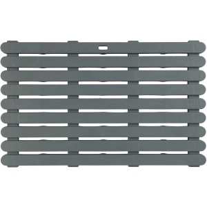 Graue Wenko Badematte Indoor & Outdoor, 50x80 cm, aus Kunststoff mit rutschhemmender Struktur.