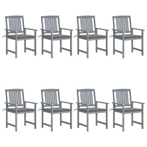 vidaXL Gartenstühle mit Kissen 8 Stk Massivholz Akazie Grau 3078223
