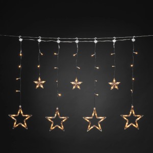 Konstsmide LED-Lichtervorhang Solar Sterne, bernsteinfarbene Weihnachtsbeleuchtung für Außen.