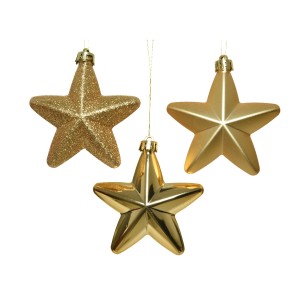 Marelida Christbaumschmuck Sterne Weihnachtsbaumschmuck Bruchfest Gold 6St Kunststoff