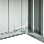 Detailaufnahme: Graue vidaXL Rasenmäher Garage aus verzinktem Stahl, Ecke mit Schrauben.