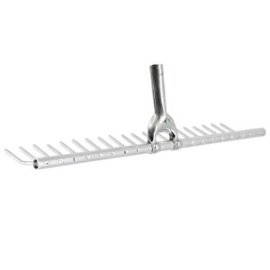 Galaflor Rasenrechen aus Aluminium mit 20 Zinken und breiter Arbeitsfläche für Gartenarbeiten.
