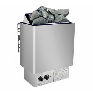 Stilform Saunaofen Thermolux 6KW, gunmetal, mit Saunasteinen und integrierter Steuerung.