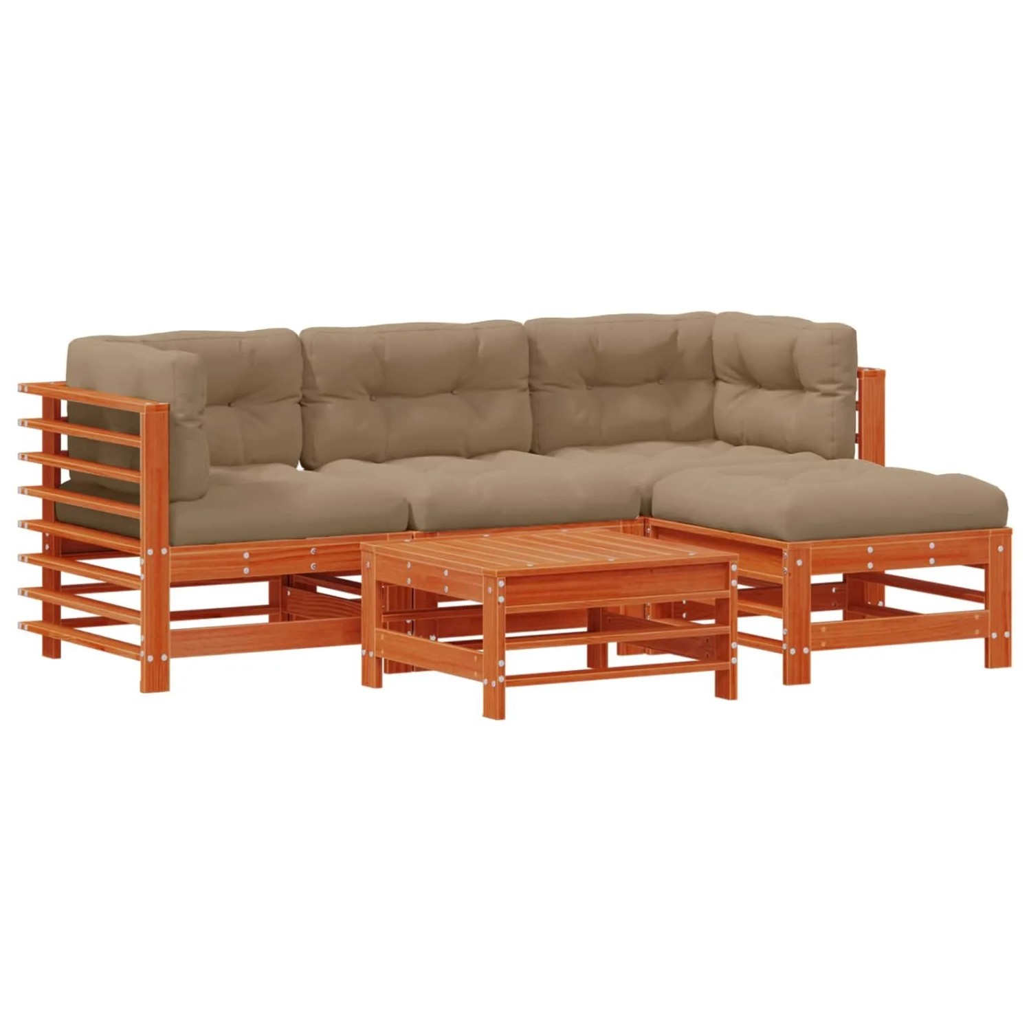 vidaXL Garten-Lounge-Set 5-Tlg Wachsbraun Massives Kiefernholz 3418130
