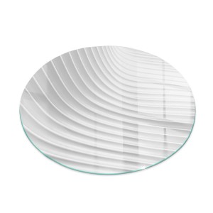 Tulup Glasplatte für Kamin Wellen Zarter Linien Glasplatte für Kaminöfen Runden 70x70 cm Weiß Glasplatte für Kamin Funkenschutzplatte Kaminöfen