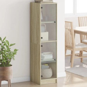 vidaXL Highboard mit Glastüren Sonoma-Eiche 35x37x142 cm 836436