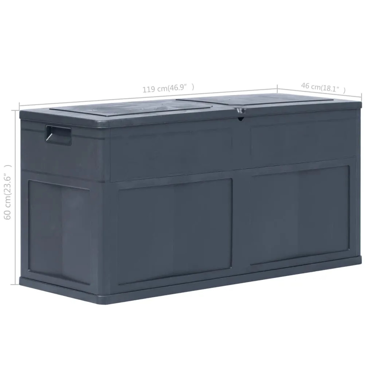 VidaXL Garten-Aufbewahrungsbox, 320 L, Schwarz, Kunststoff mit Holzoptik, abschließbar.