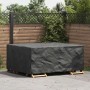 Schwarzer vidaXL Möbelbezug auf Terrasse, schützt rechteckige Gartenmöbel. Wasserfeste Schutzhülle für draußen.